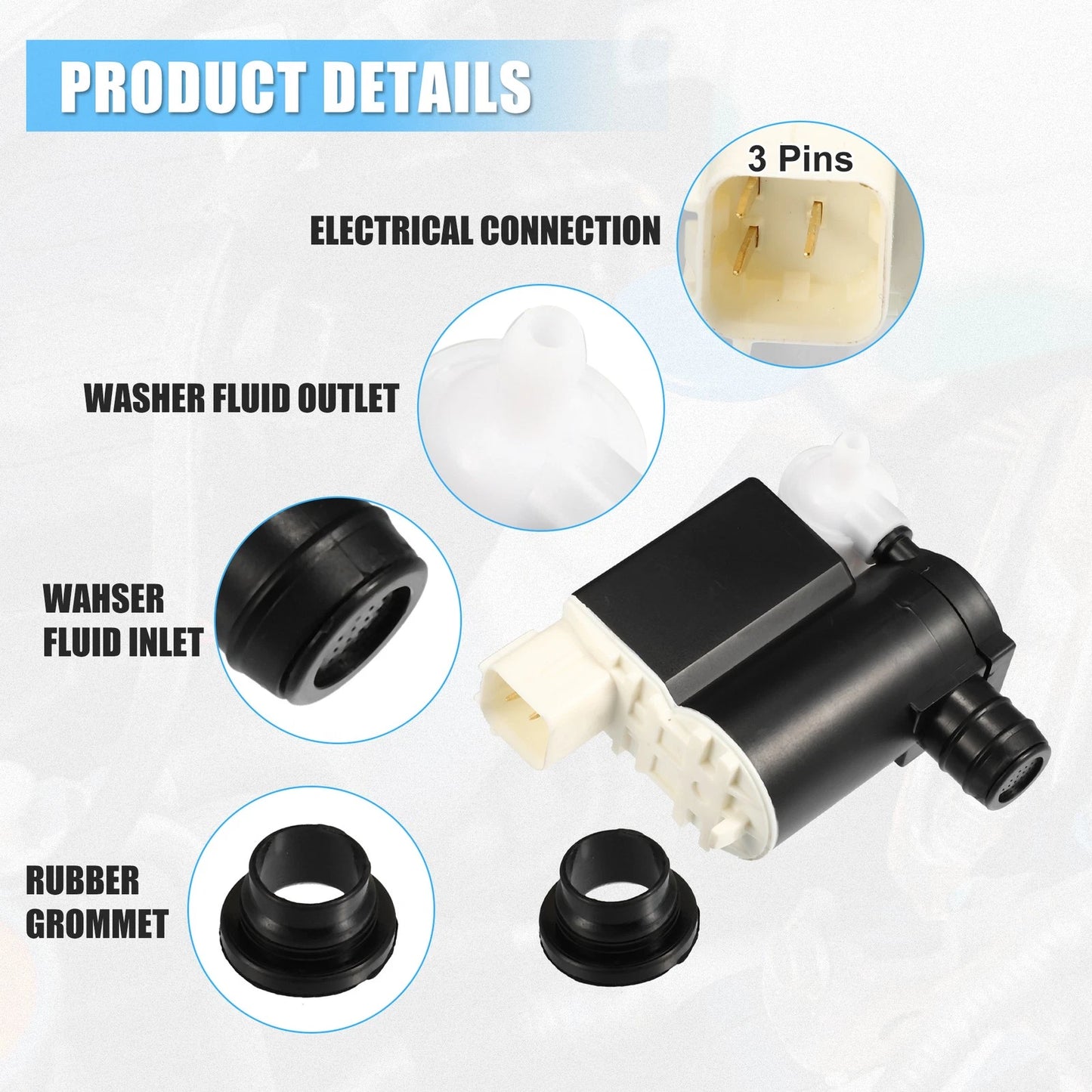 Windshield Washer Motor Pump for Hyundai Veloster (2012-2017)