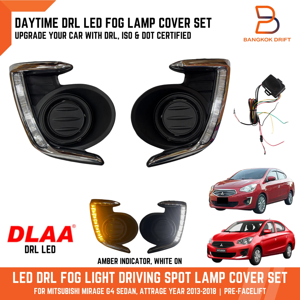 LED Fog Lamp Cover Trim for Mitsubishi Mirage G4 (2013-2018)