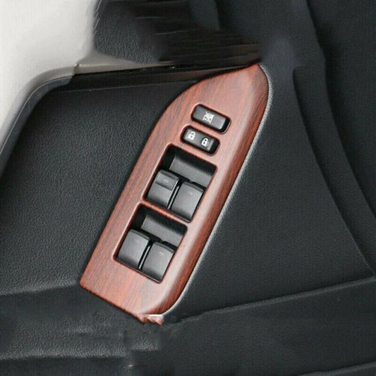 12x Wood Grain Window Switch Panel Cover for Toyota Prado FJ150 (2010–2021)