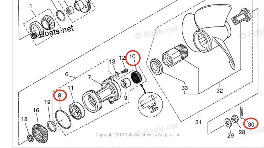Tohatsu Marine Lower Unit Oil Seal for 70-140 HP