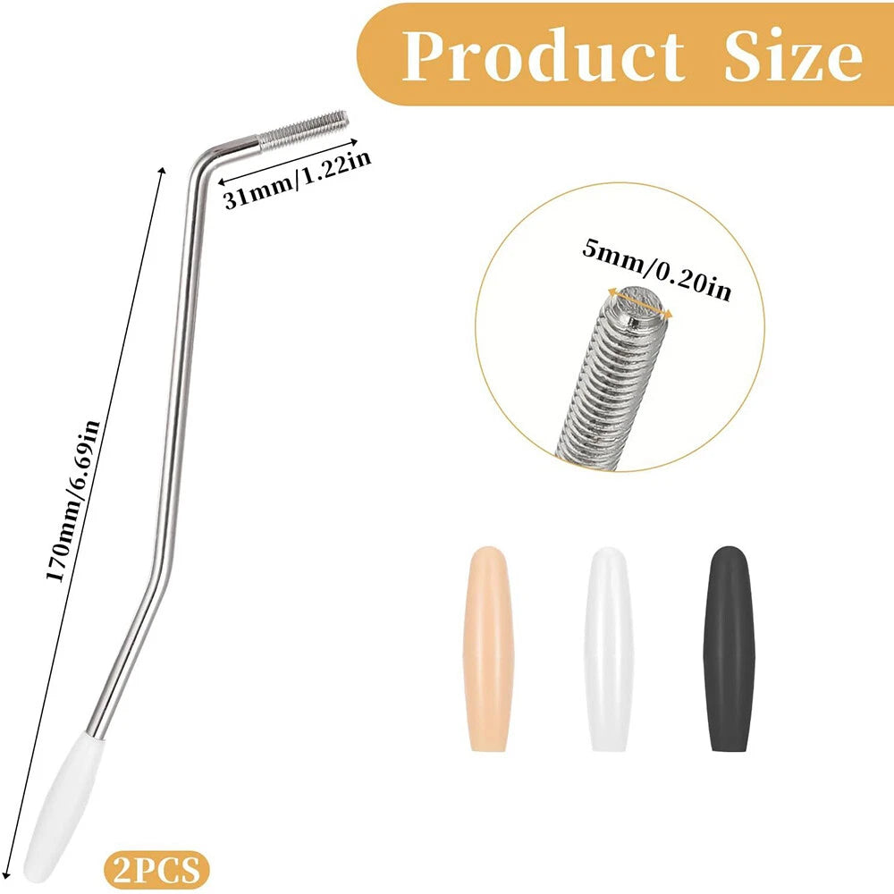 5mm Thread Tremolo Arm Bridge Bar for Electric Guitar w/ 3 Rubber Sleeves