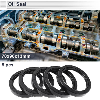 Oil Seal / 70x90x13mm / Rotary Shaft Seal Nitrile Rubber Black 5 Pcs for Make Model