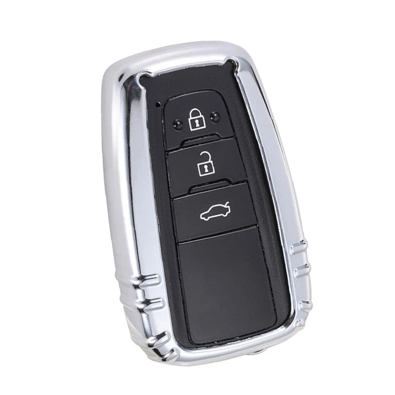 Silver TPU Car Key Remote Control Case Cover for Toyota Camry CHR Prius RAV4