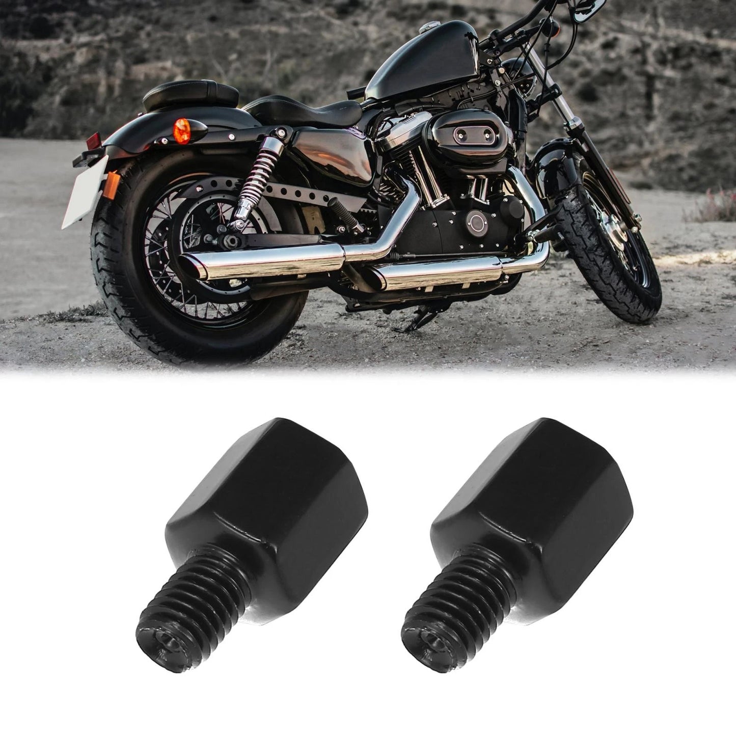 2 x 10mm LH to 8mm RH Black Motorcycle Rearview Mirrors Adapter Bolt Screw