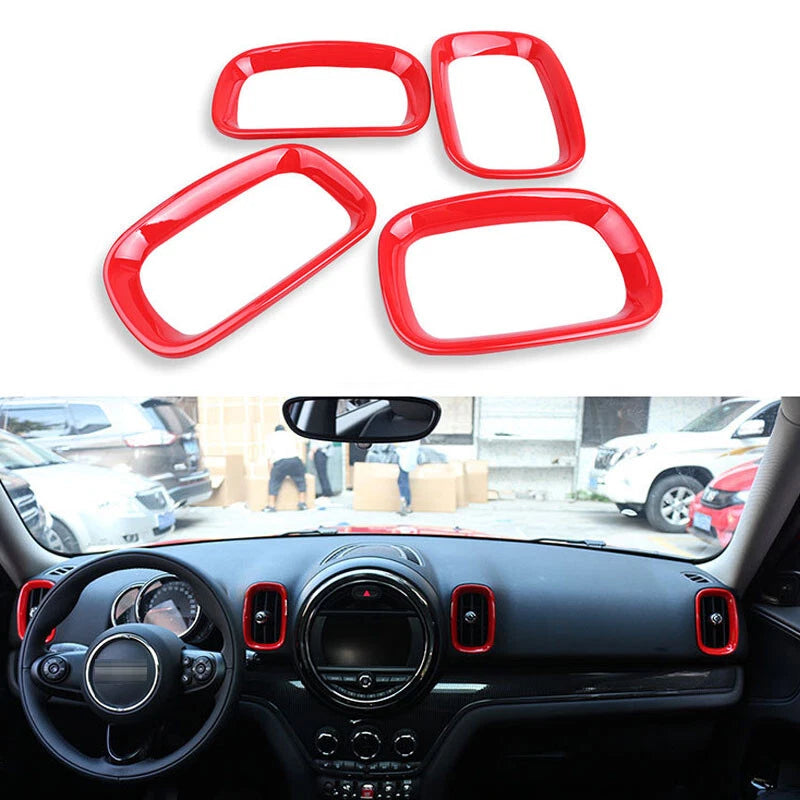 4X Red Dashboard Side Air Outlet Vent Cover Trim fit For Mini Countryman F60