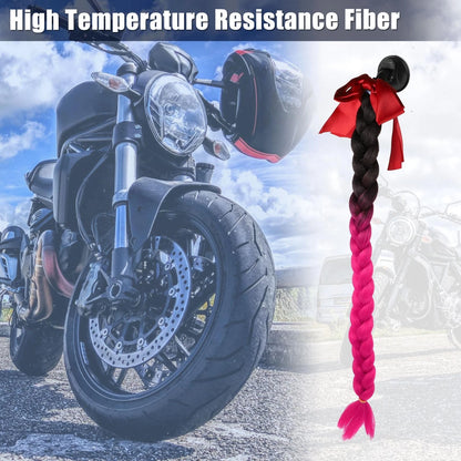 22" Helmet Pigtail Braids Hair Suction Cup for Bicycle Motorcycle Black Rose Red