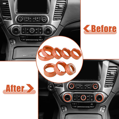 8 x Orange AC Radio Switch Knob Covers for Chevy Silverado & GMC Sierra (14-18)