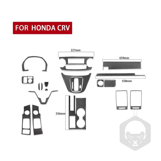 19Pcs Carbon Fiber Interior Dashboard Kit Set Trim Cover For CR-V CRV 2007-2011