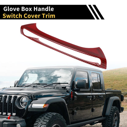 Glove Box Handle Switch Cover Trim for Jeep Wrangler JK 2007-2018 Red Carbon Fiber