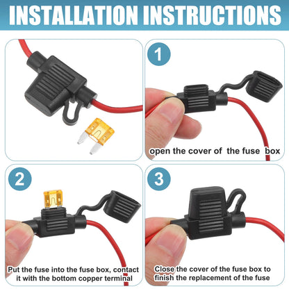 3 x DC 12V Car ATC Blade Style Mini Fuse Holder with 5A Fuse