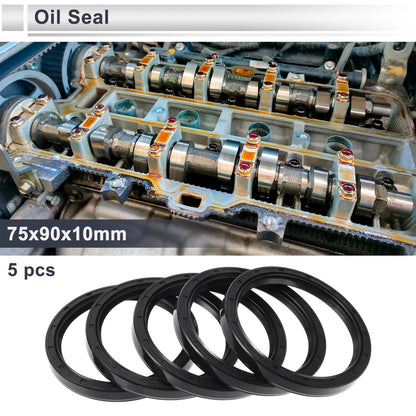 Oil Seal / 75x90x10mm / Seal Ring Rotary Shaft Seal Nitrile Rubber Black 5 Pcs