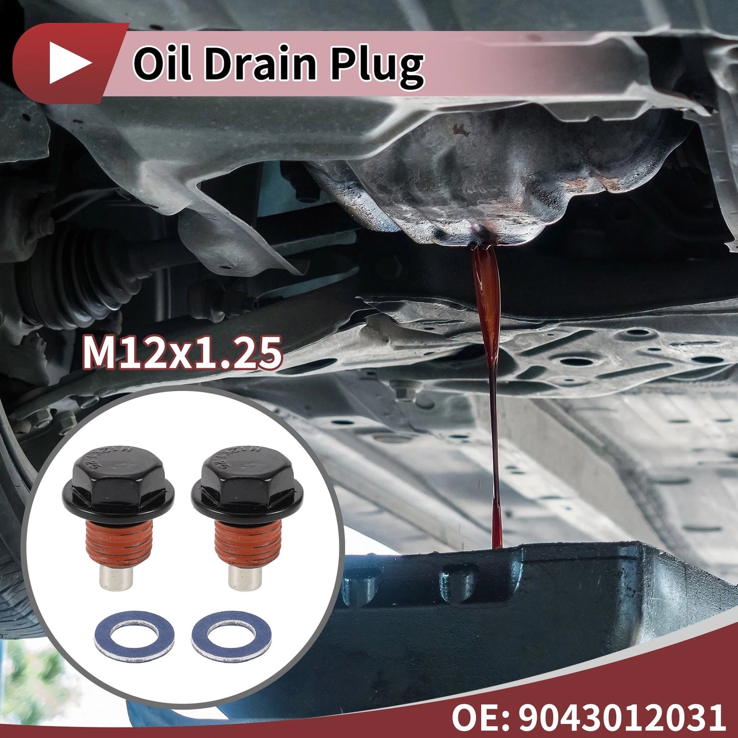 Oil Drain Plug 1 Set for Toyota Tacoma Tundra Camry Red Black