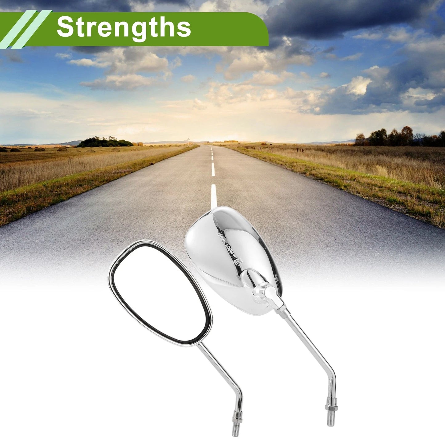 M10 / 2 x Rear View Mirrors Oval Handlebar Chrome Silver Tone for M10 Motorcycle