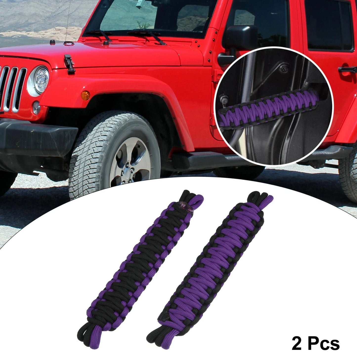 Nylon Door Limiting Check Straps for Wrangler TJ JL (1987-2021) Black Purple