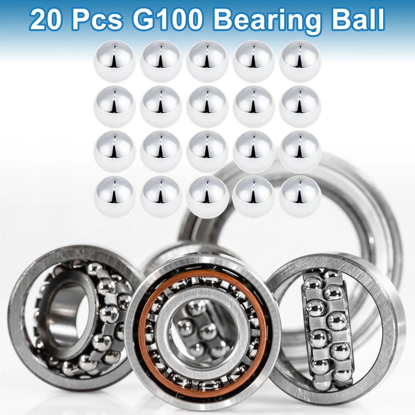 13.0mm Bearing Ball, Steel G100 Precision Silver Tone 20 pcs