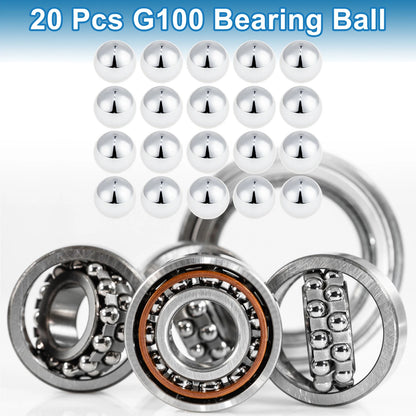 13.0mm Bearing Ball, Steel G100 Precision Silver Tone 20 pcs