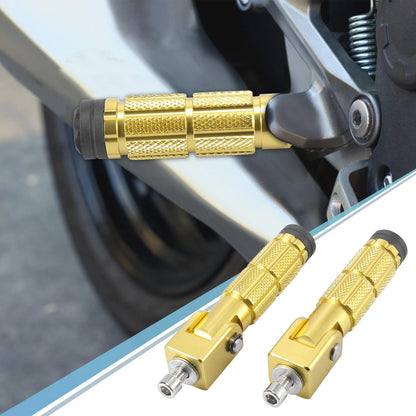 Pair 8mm Aluminum Alloy Rearset Folding Footpeg Gold Tone for Motorcycle