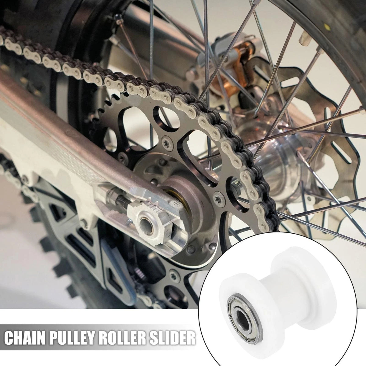 2 x Pcs 8mm Chain Tensioner Roller Slider Pulley Wheel Idler White Motorcycles