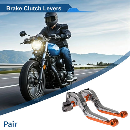 2 x Adjustable Short Long Brake Clutch Levers for Kawasaki ER-5 Orange