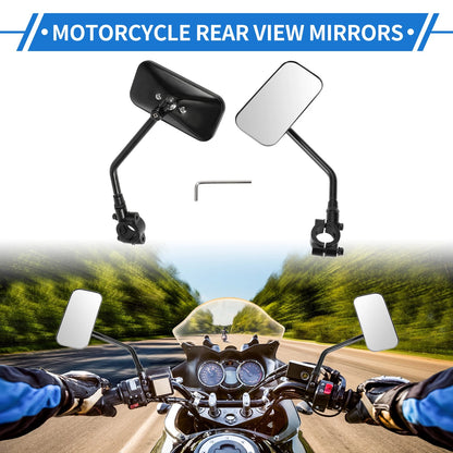 M10 Motorcycle Rear View Mirrors Square Shape Handlebar Mirrors Black 1 Set