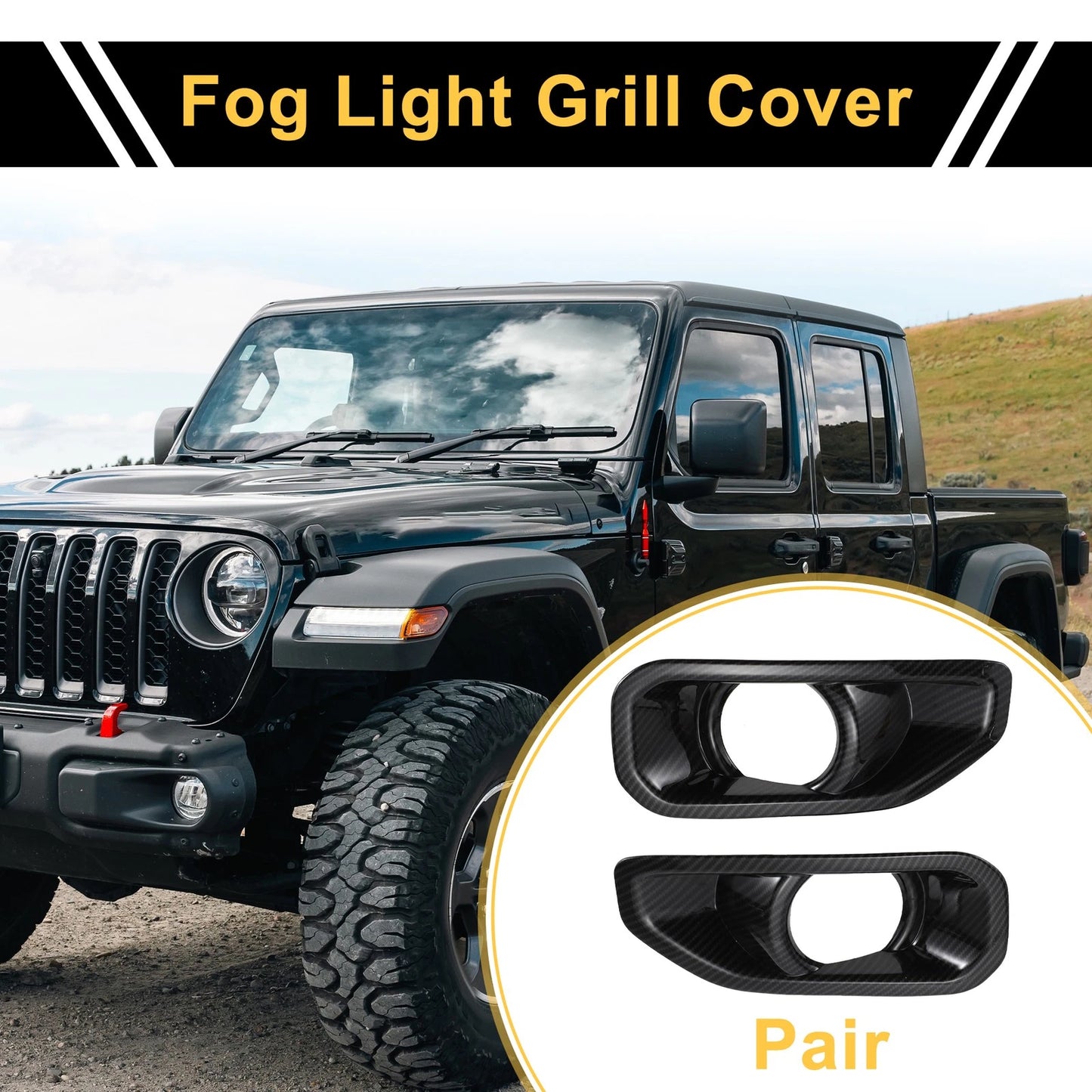 Fog Light Grills for Jeep Wrangler JL Gladiator 2018-2024 (2 x)