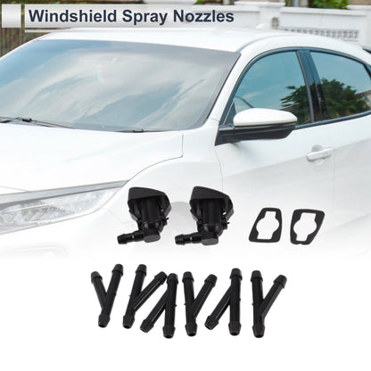 6 x Windshield Washer Nozzles & Hose Connectors for Ford