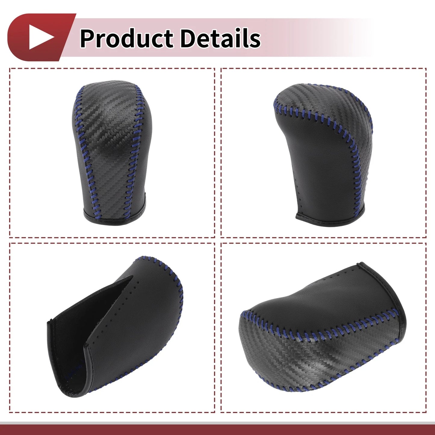 Car Gear Shift Knob Cover for Subaru Forester (2006-2012) Black Blue Faux Leather