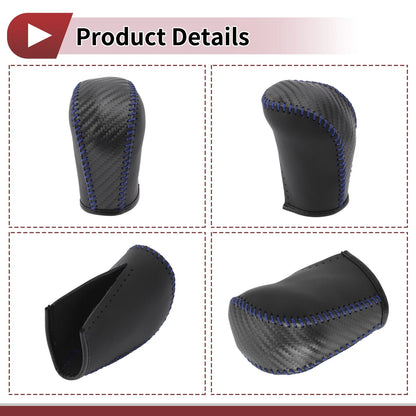 Car Gear Shift Knob Cover for Subaru Forester (2006-2012) Black Blue Faux Leather