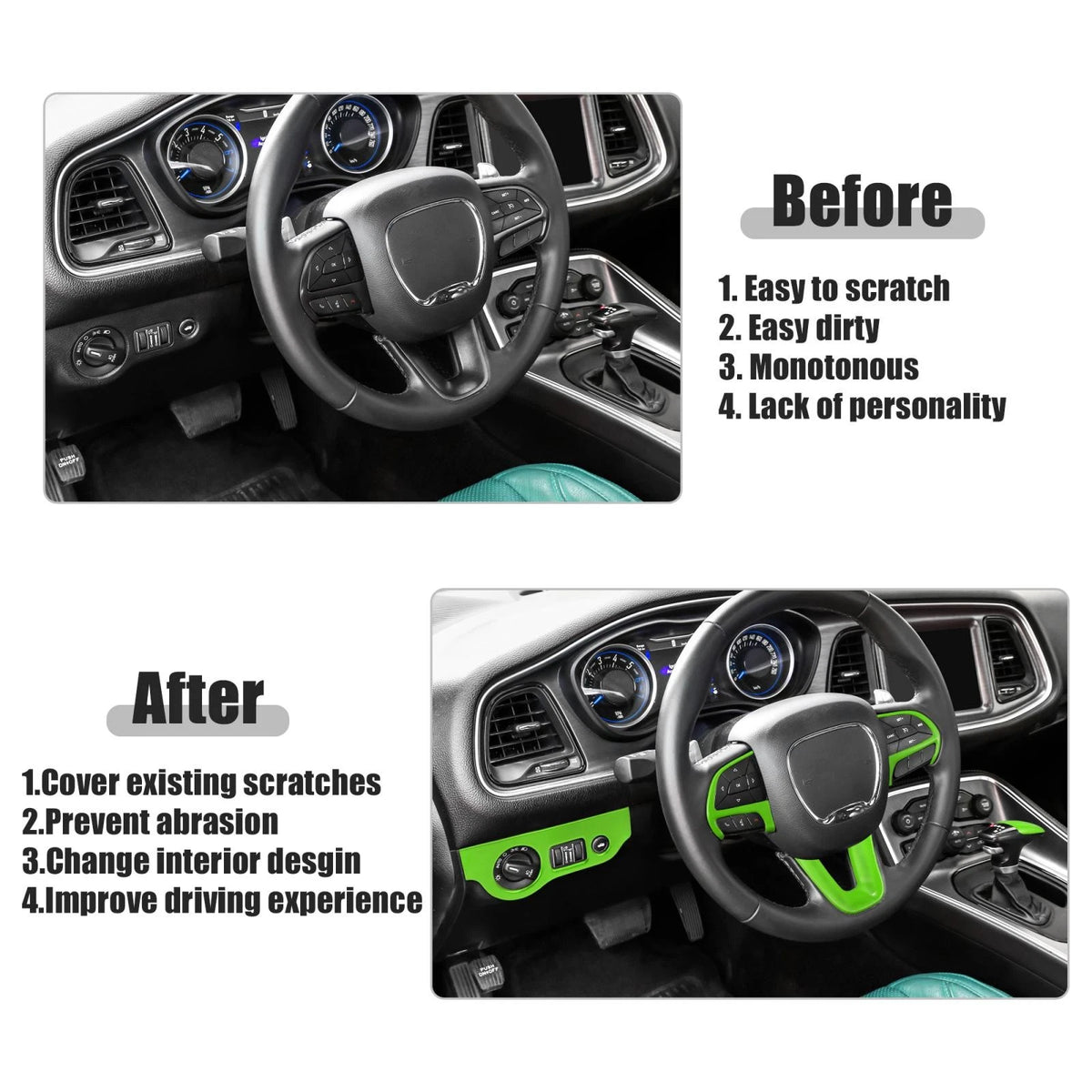 Steering Wheel Decoration Trim for Dodge Charger Challenger (2015-2021)