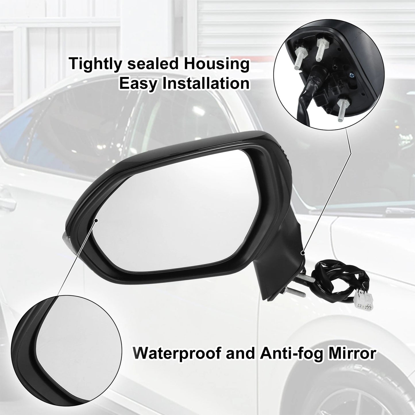 7 Pin Left Side Door Mirror Assembly Black for Toyota Corolla (2020-2024)