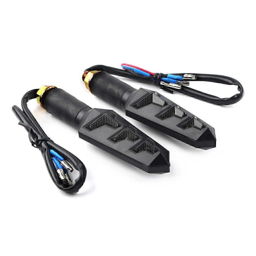 10mm Motorcycle Black LED Amber Turn Signal Lights for Universal Models