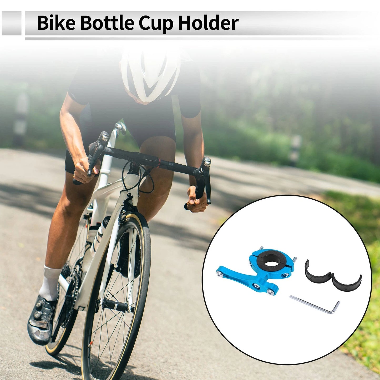 Cup Holder Water Bottle for Motorcycle Bicycle Universal Blue Aluminum Alloy
