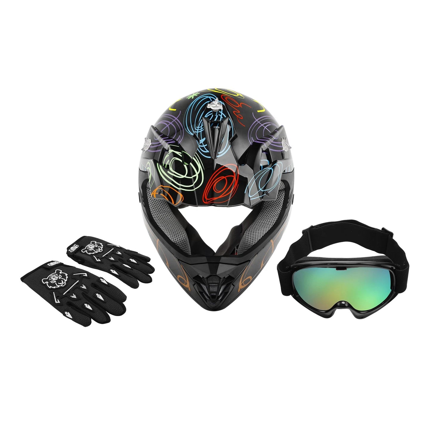 Youth ATV Helmet DOT Off Road Full Face for Kids Motocross (S/M/L/XL)