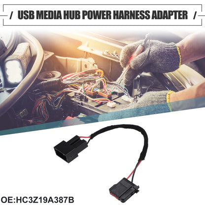 USB Media Hub Power Harness Adapter for Ford (HC3Z19A387B) Black
