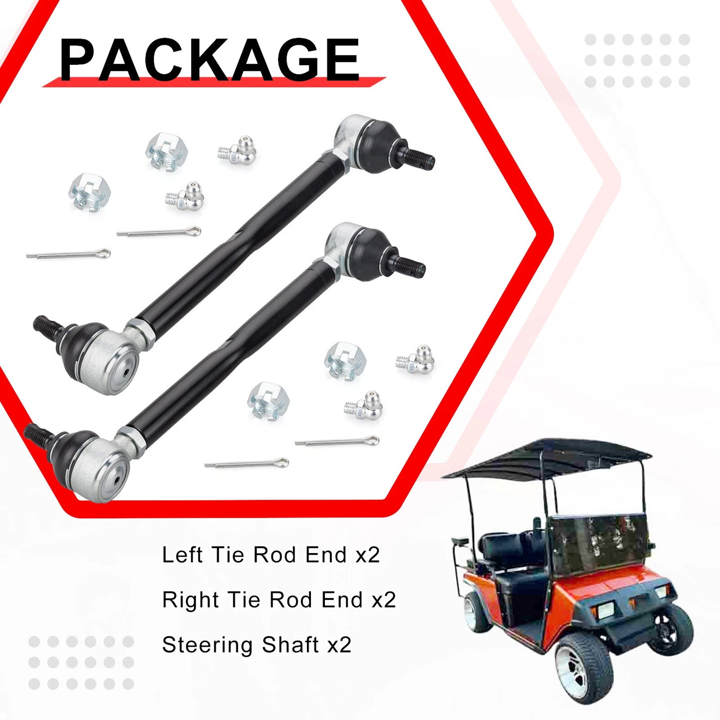 2 x Steering Tie Rod & Shaft Assembly for EZGO TXT Golf Cart (1994-2001)