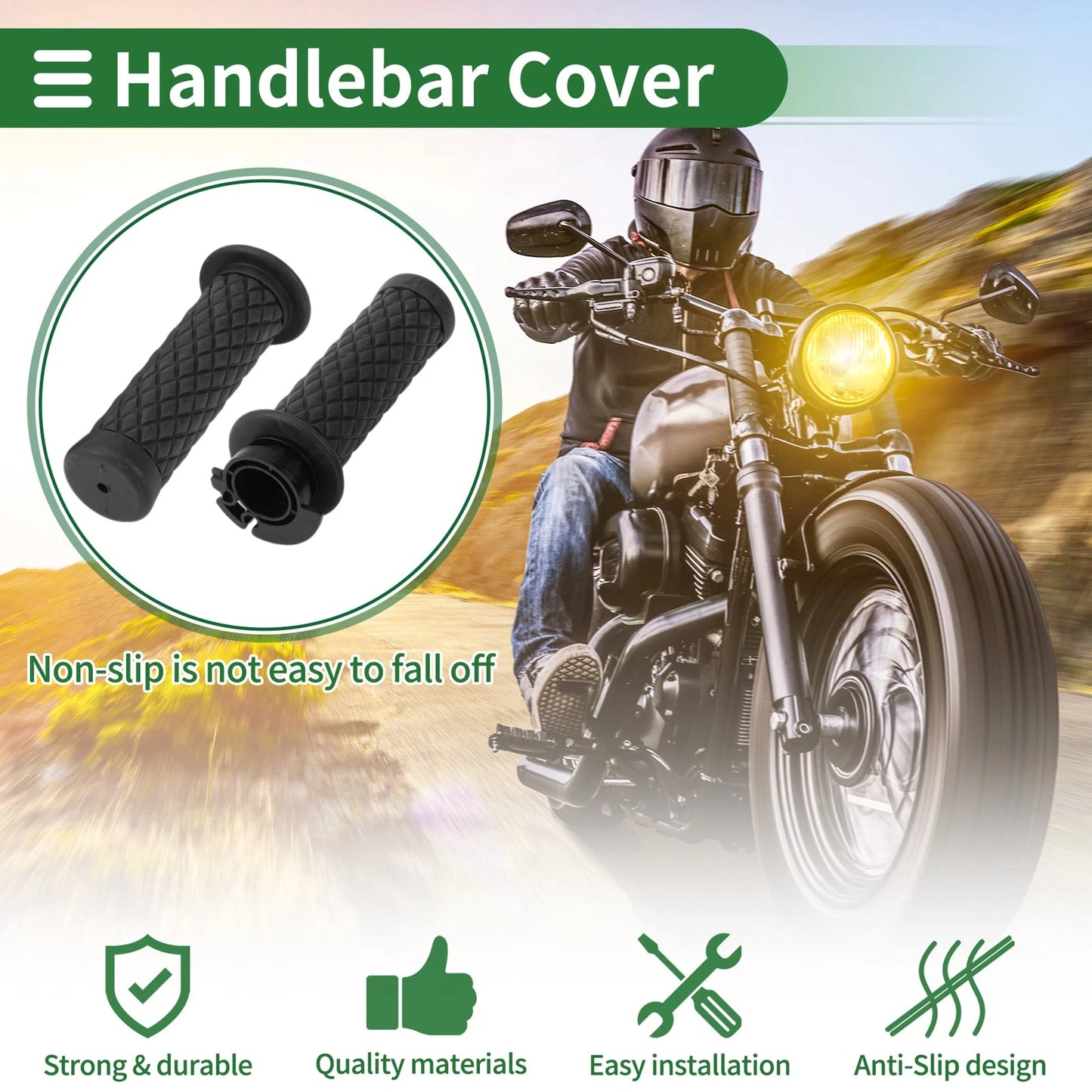 Grips 7/8" 22mm Hand Grips TPU Black Rhombus for Motorcycle