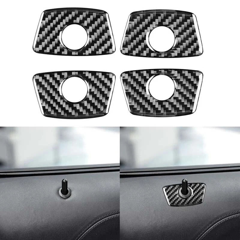 4pcs Carbon Fiber Door Lock Pin Cover Trim Fit For Ford Explorer 2013-2019