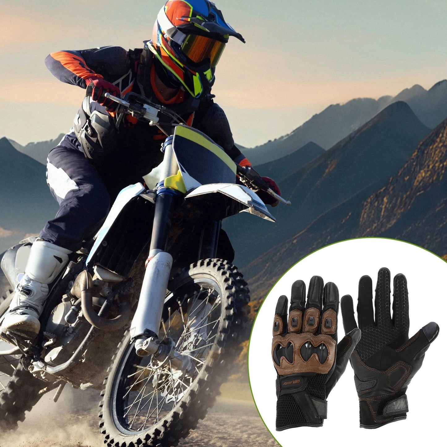 Gloves XXL Motorcycle Gloves Goatskin Brown 1 Pair