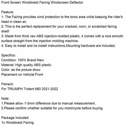 Windshield Fairing for Trident 660 (2021 - Present)