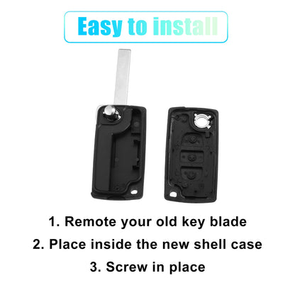 3 Button Keyless Entry Remote Key Shell for Citroen C2, Peugeot (2003-2010)