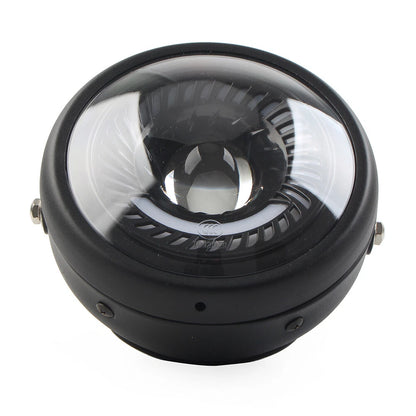 5-3/4" Switchback White LED Halo DRL Angel Eye Headlight for Motorcycle (N/A)