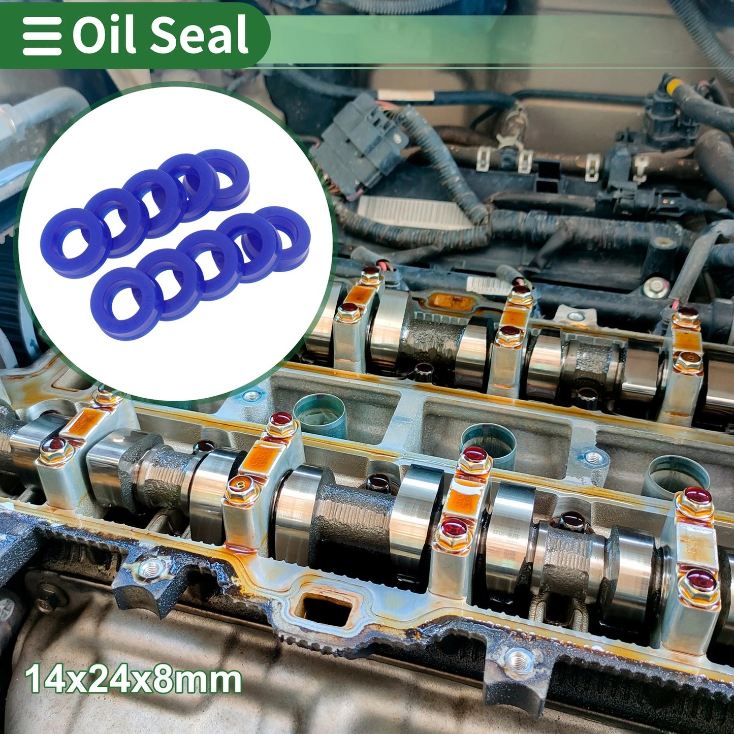 Oil Seal Rotary Shaft Seal TPU 14x24x8mm High Pressure Blue 10 Pcs