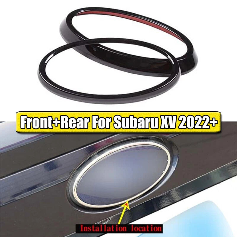 Gloss Black Front & Rear Logo Trim Ring Covers for Subaru XV (2022) 2 x Pieces