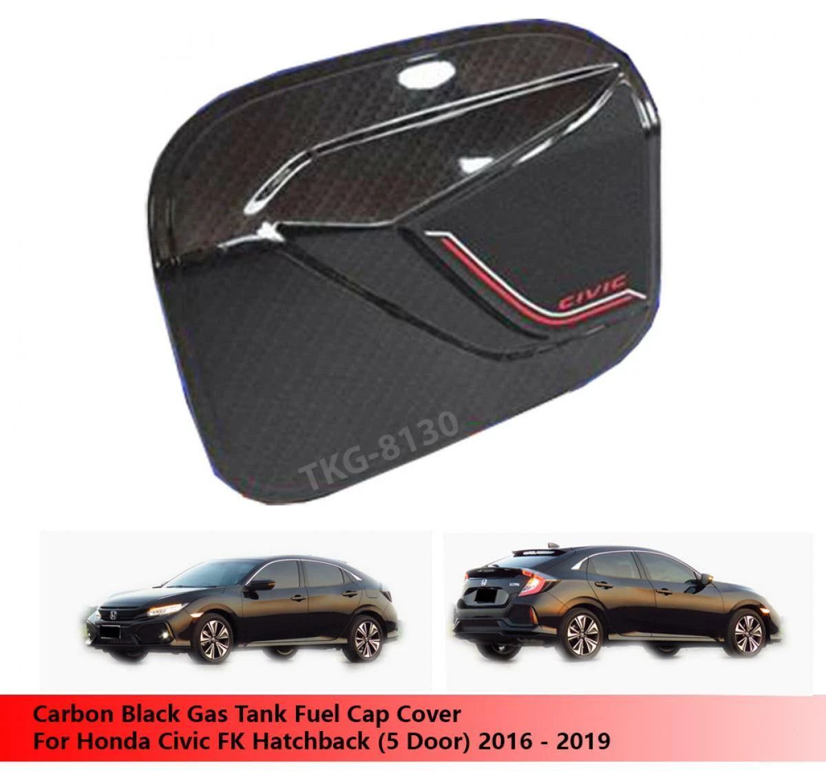 Gas Tank Cap Cover Carbon Black for Honda Civic Hatchback (2016-2019)