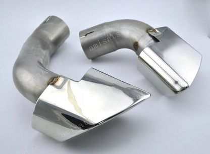 Steel Rear Bumper Exhaust Tips for BMW F15 X5 (2014-2015) 2 x Muffler Pipes
