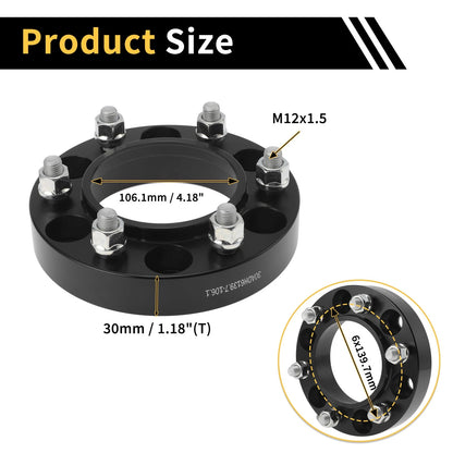 6x139.7mm Wheel Spacers 2 Pcs 106.1mm M12x1.5 for Toyota 4Runner (1989-2023)