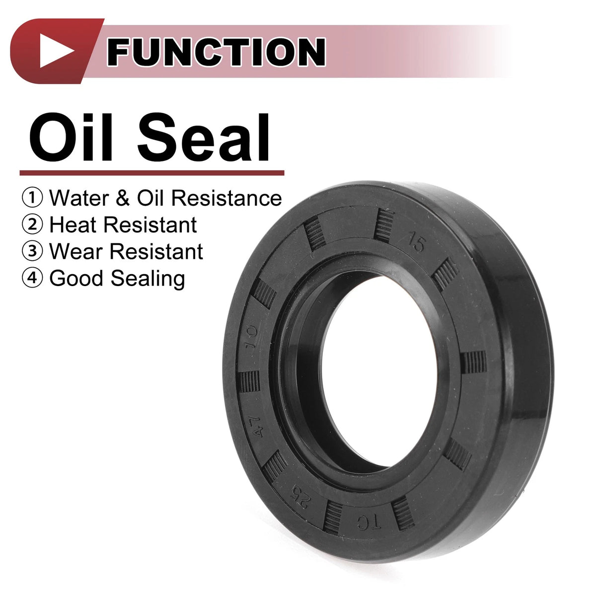 Rotary Shaft Seal Nitrile 70D Rubber 25x47x10mm Black 5 pcs