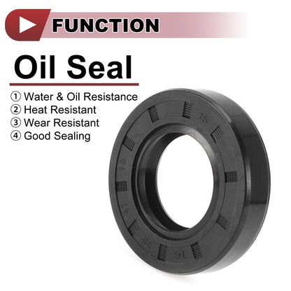 Rotary Shaft Seal Nitrile 70D Rubber 25x47x10mm Black 5 pcs