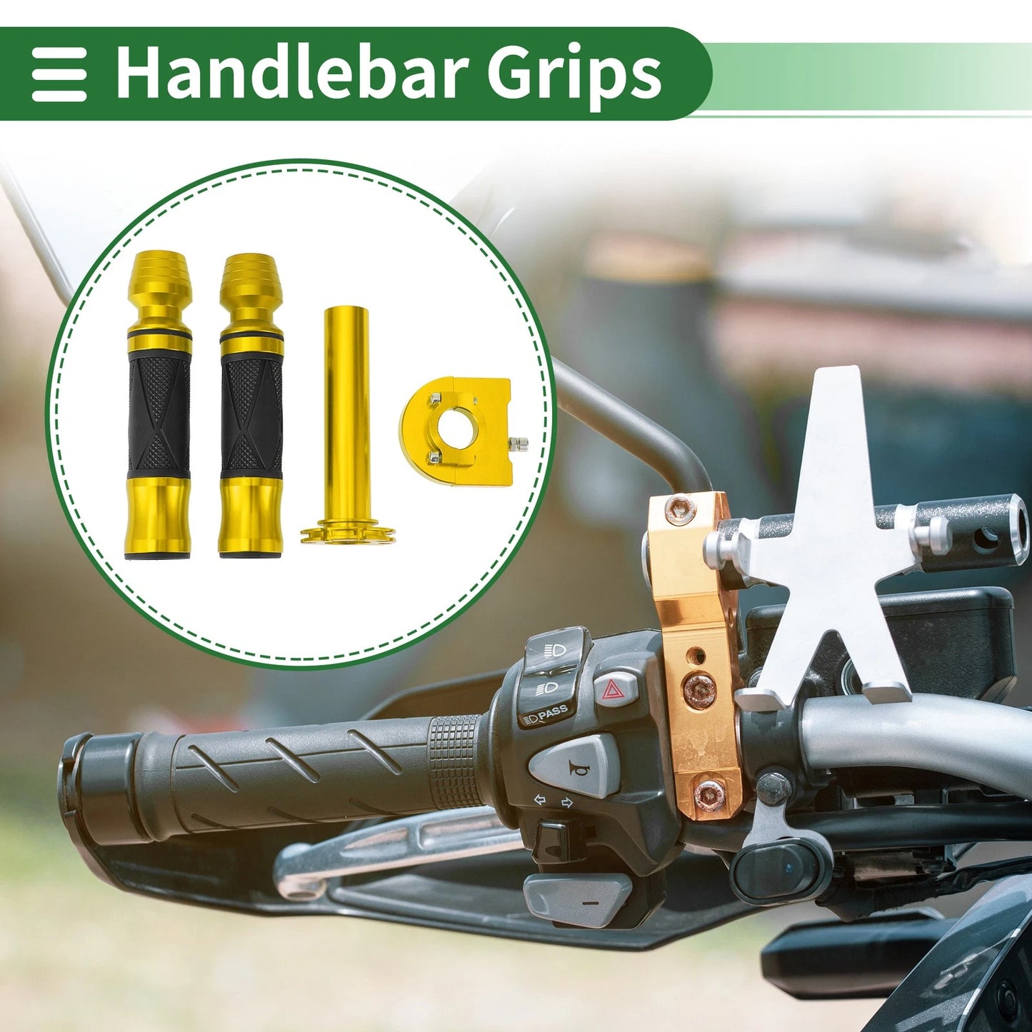 Handlebar Hand Grips Side Wine Glass Pattern Cover Kit for Motorcycle