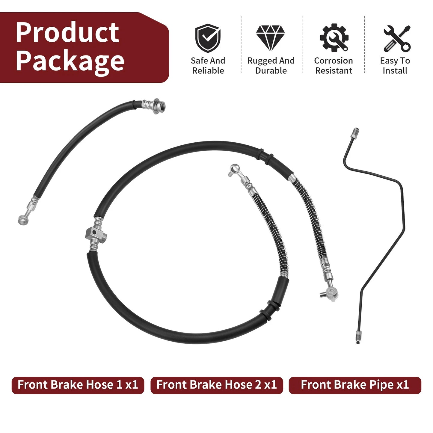 Front Brake Hose Line & Pipe Kit for Yamaha Raptor 700/700R (2006-2024)